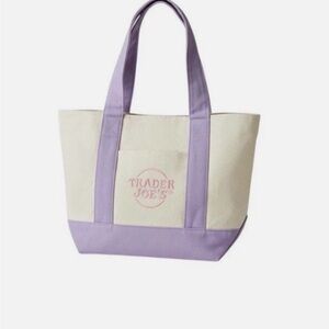 Trader Joe's Lavender and pink Large Tote Bag